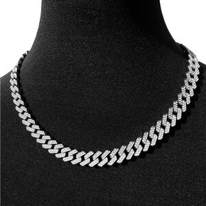 Heavy Silver Platted Cuban Style Chain Necklace Vintage HipHop